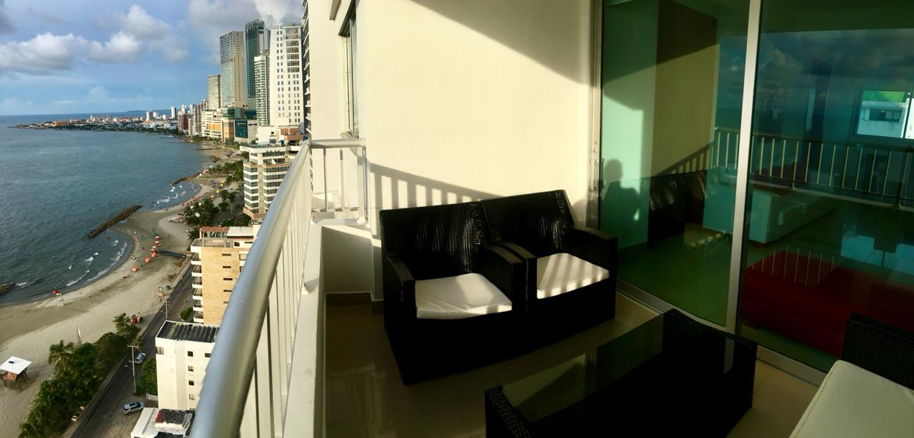 Apartamento Amoblado 2001 dos alcobas frente al mar edificio palmetto uno Vacaciones Cartagena Colombia