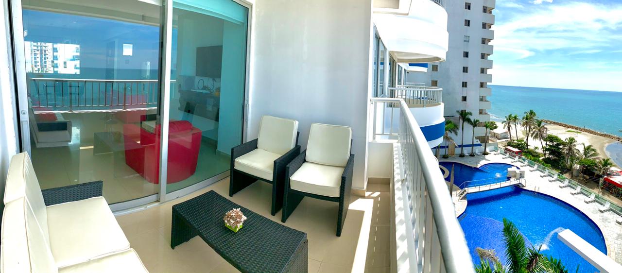 apartamento vacacional amoblado balcon frente al mar en el edificio palmetto 1 uno en Cartagena Colombia